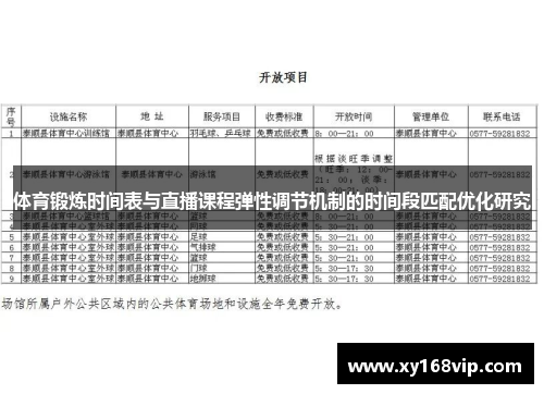 体育锻炼时间表与直播课程弹性调节机制的时间段匹配优化研究